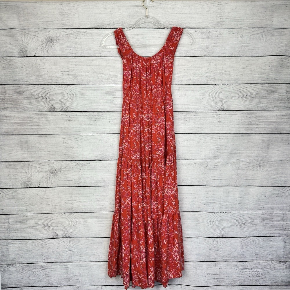 Abel the Label Anthropologie Strawberry Kisses Floral Shirred‎ Tiered Maxi Dress